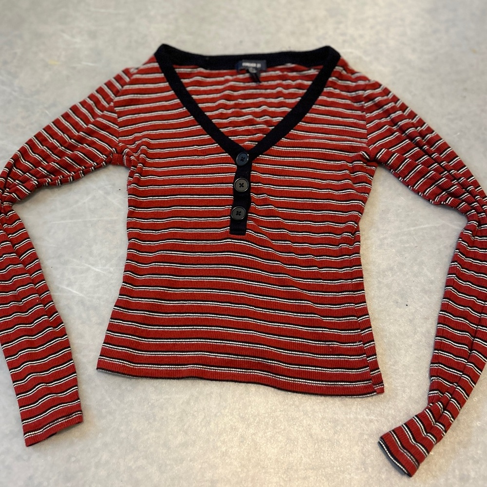 Forever 21 Red and Black Striped Top